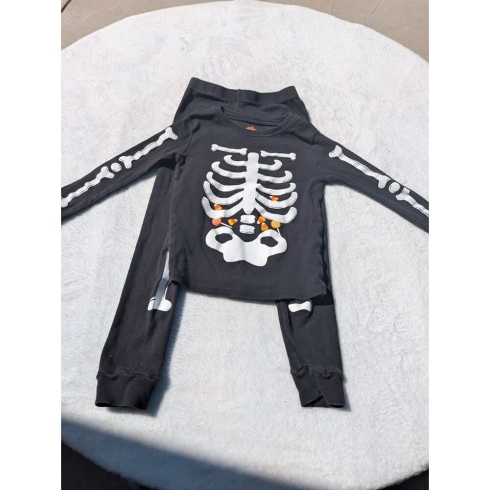 Celebrate Halloween Skeleton Candy Pajama Set Size 6 Black 2-Piece